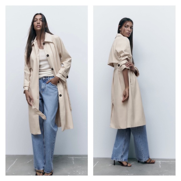 Zara Jackets & Blazers - Zara Faux Leather Trench Coat